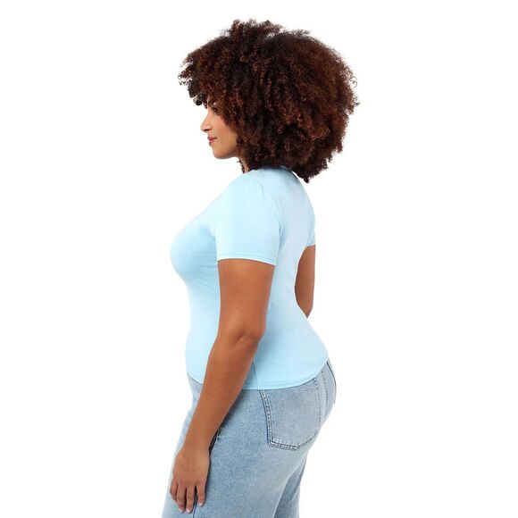 Edited by Remi Bader Women's Light Blue Stretch Baby Tee Size XL New - Picture 5 of 11